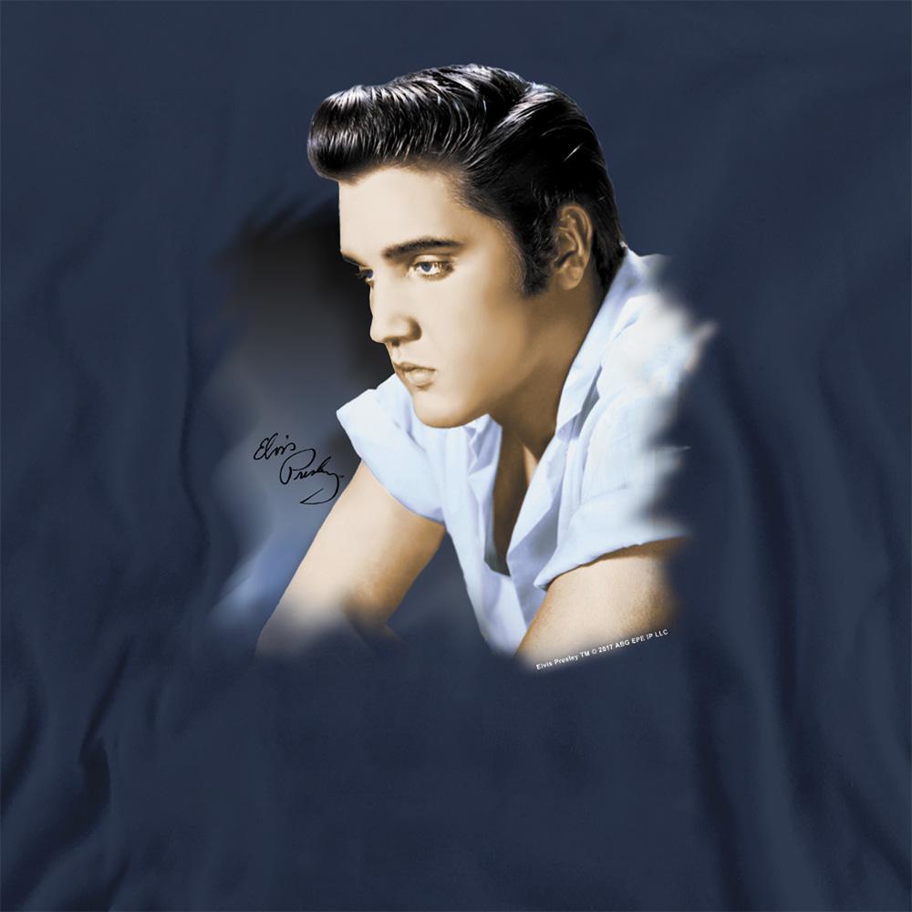 Navy - Side - Elvis Presley Unisex Adult Blue Profile Sweatshirt