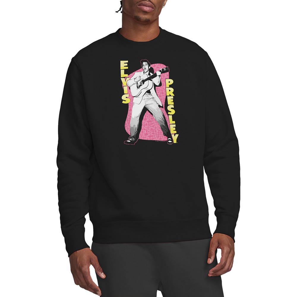 Black - Back - Elvis Presley Unisex Adult Pink Rock Sweatshirt