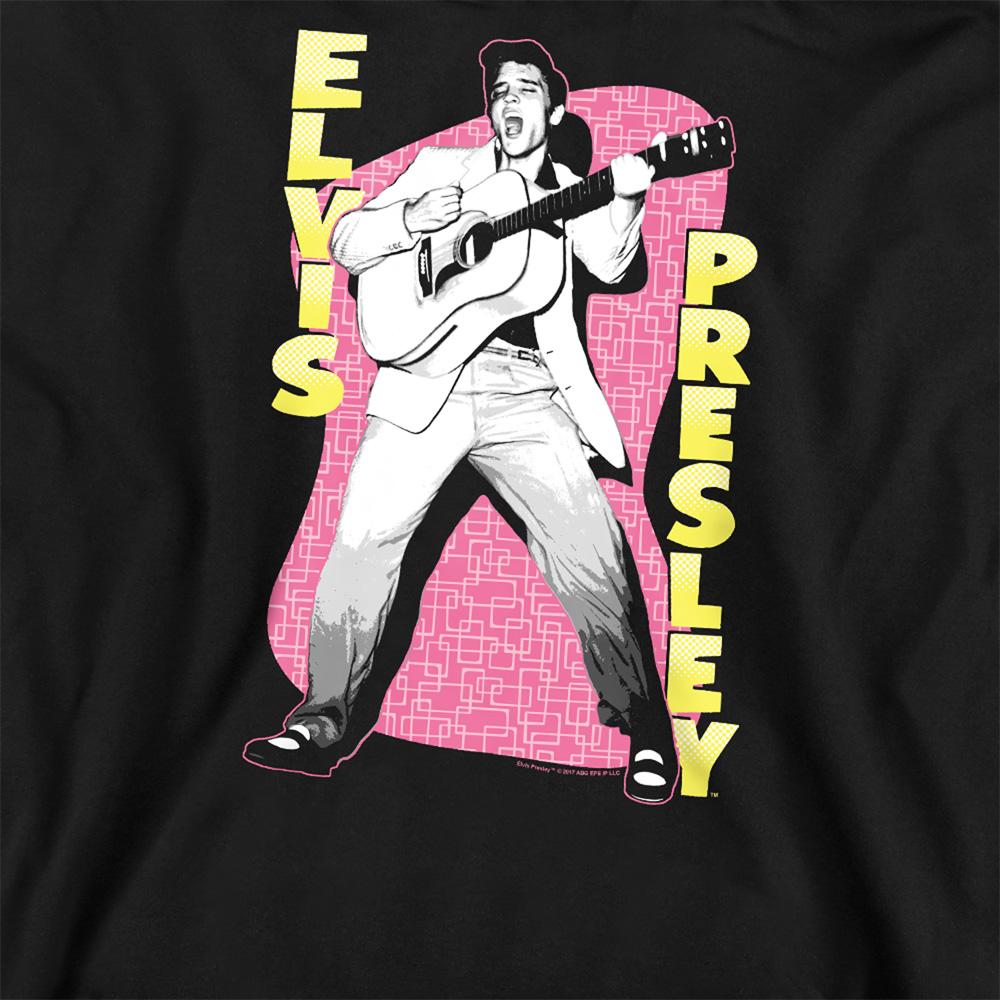 Black - Side - Elvis Presley Unisex Adult Pink Rock Sweatshirt