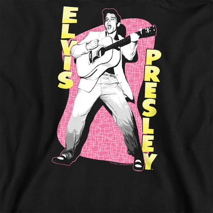 Black - Side - Elvis Presley Unisex Adult Pink Rock Sweatshirt