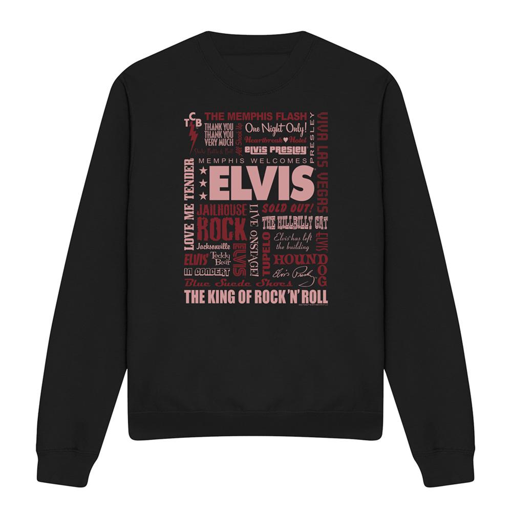 Black - Front - Elvis Presley Unisex Adult Whole Lotta Type Sweatshirt
