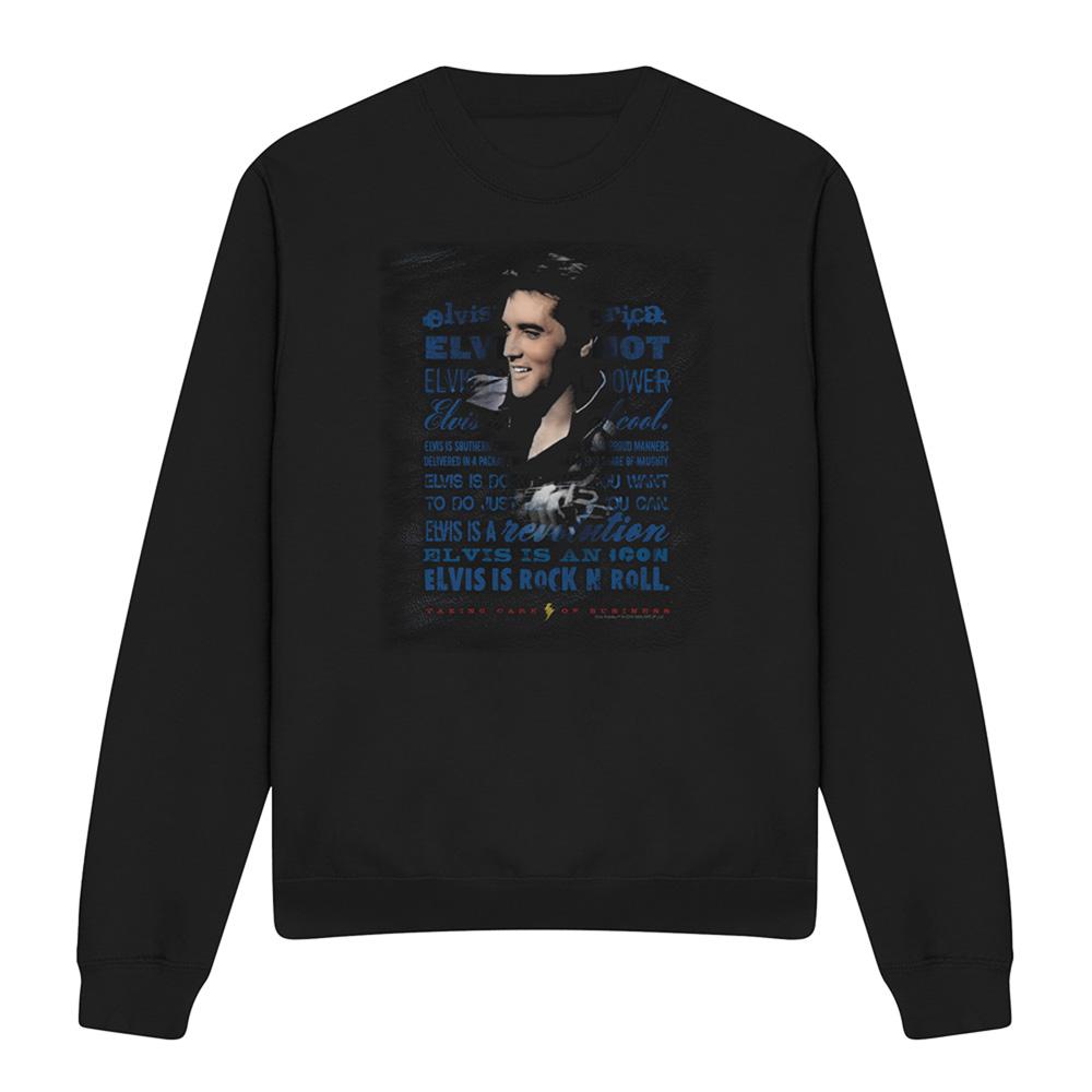 Black - Front - Elvis Presley Unisex Adult Icon Sweatshirt