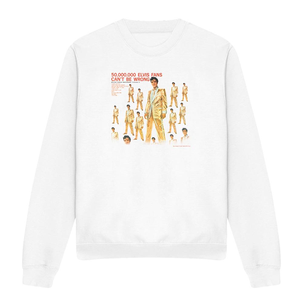 White - Front - Elvis Presley Unisex Adult 50 Million Fans Sweatshirt