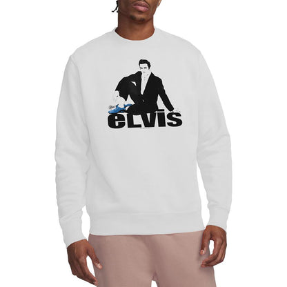 White - Back - Elvis Presley Unisex Adult Blue Suede Sweatshirt
