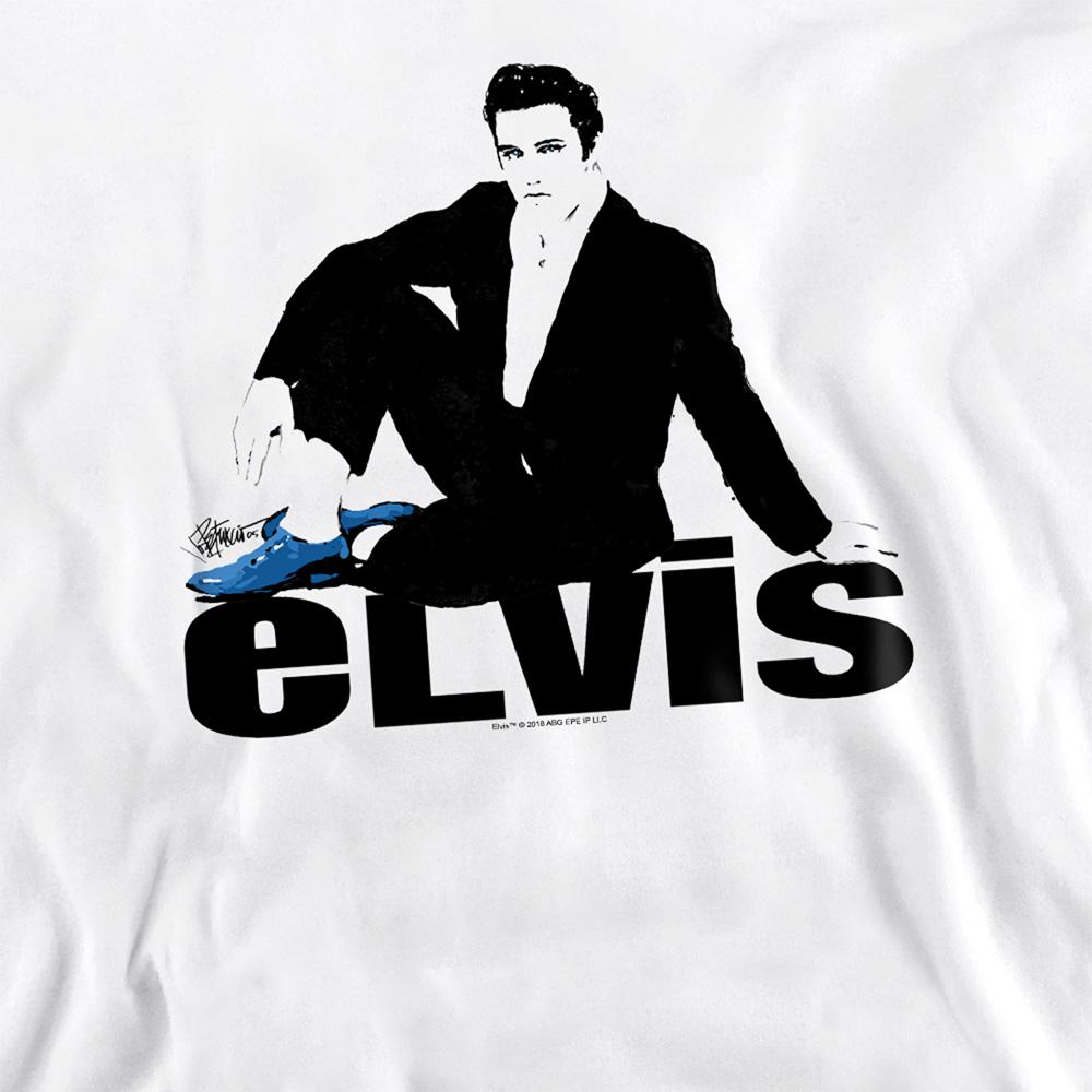 White - Side - Elvis Presley Unisex Adult Blue Suede Sweatshirt