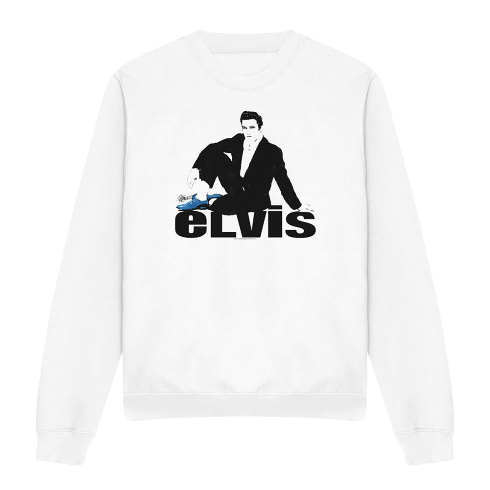 White - Front - Elvis Presley Unisex Adult Blue Suede Sweatshirt