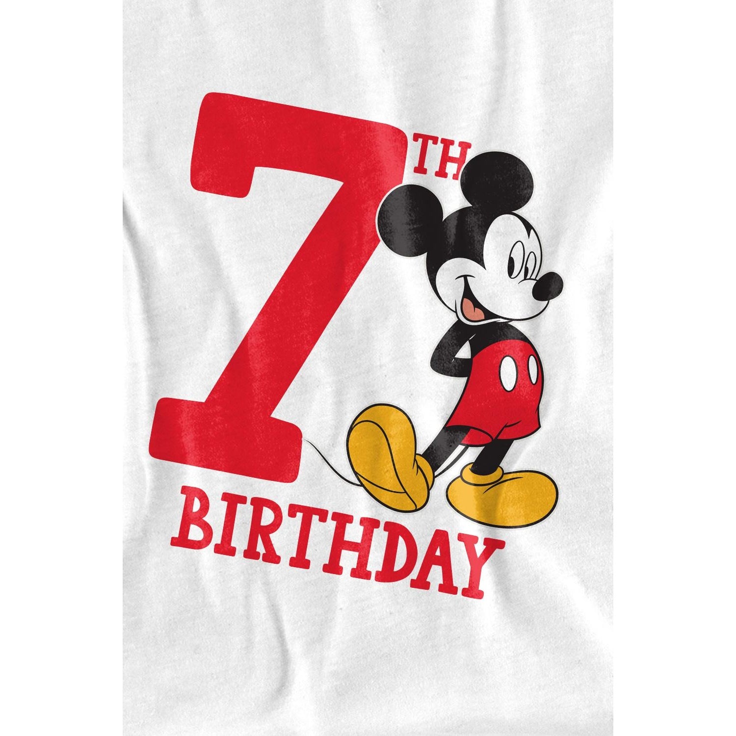 White - Side - Disney Childrens-Kids Mickey Mouse 7th Birthday T-Shirt