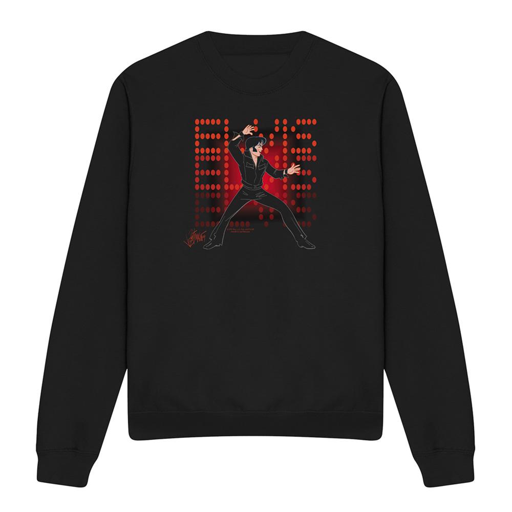 Black - Front - Elvis Presley Unisex Adult 69 Anime Sweatshirt