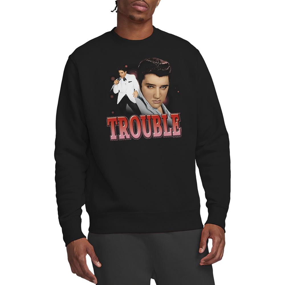 Black - Back - Elvis Presley Unisex Adult Trouble Sweatshirt