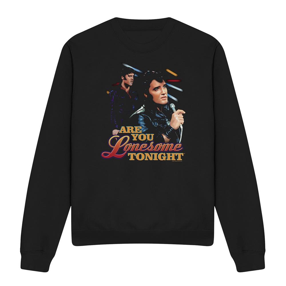 Black - Front - Elvis Presley Unisex Adult Are You Lonesome Sweatshirt