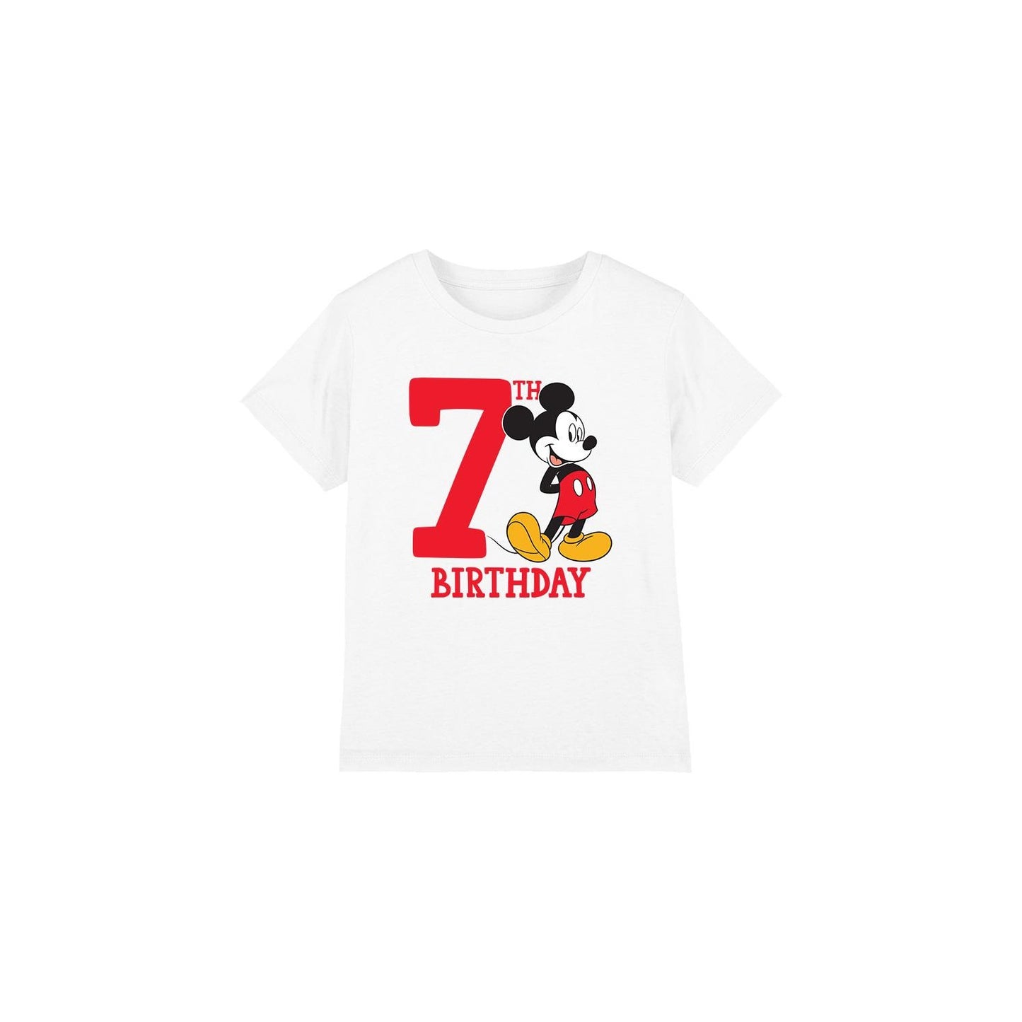 White - Front - Disney Childrens-Kids Mickey Mouse 7th Birthday T-Shirt