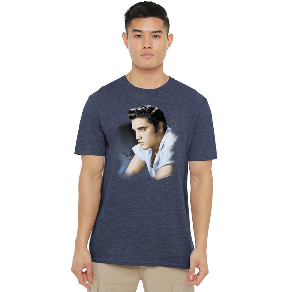 Navy - Back - Elvis Presley Unisex Adult Profile T-Shirt