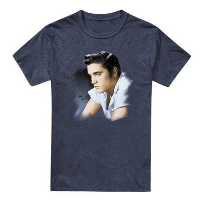 Navy - Front - Elvis Presley Unisex Adult Profile T-Shirt