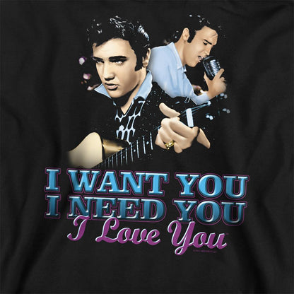 Black - Side - Elvis Presley Unisex Adult I Want You Sweatshirt