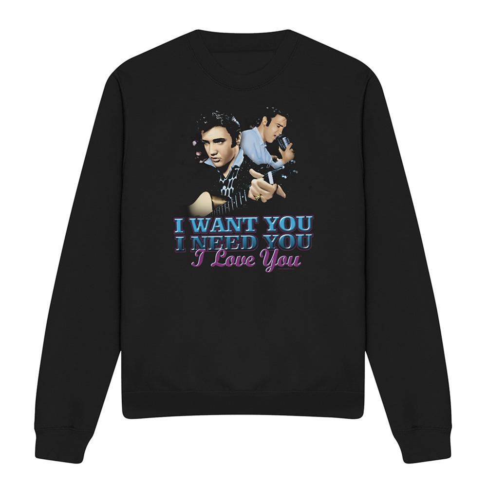 Black - Front - Elvis Presley Unisex Adult I Want You Sweatshirt