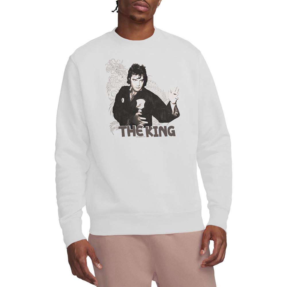White - Back - Elvis Presley Unisex Adult Fighting King Sweatshirt