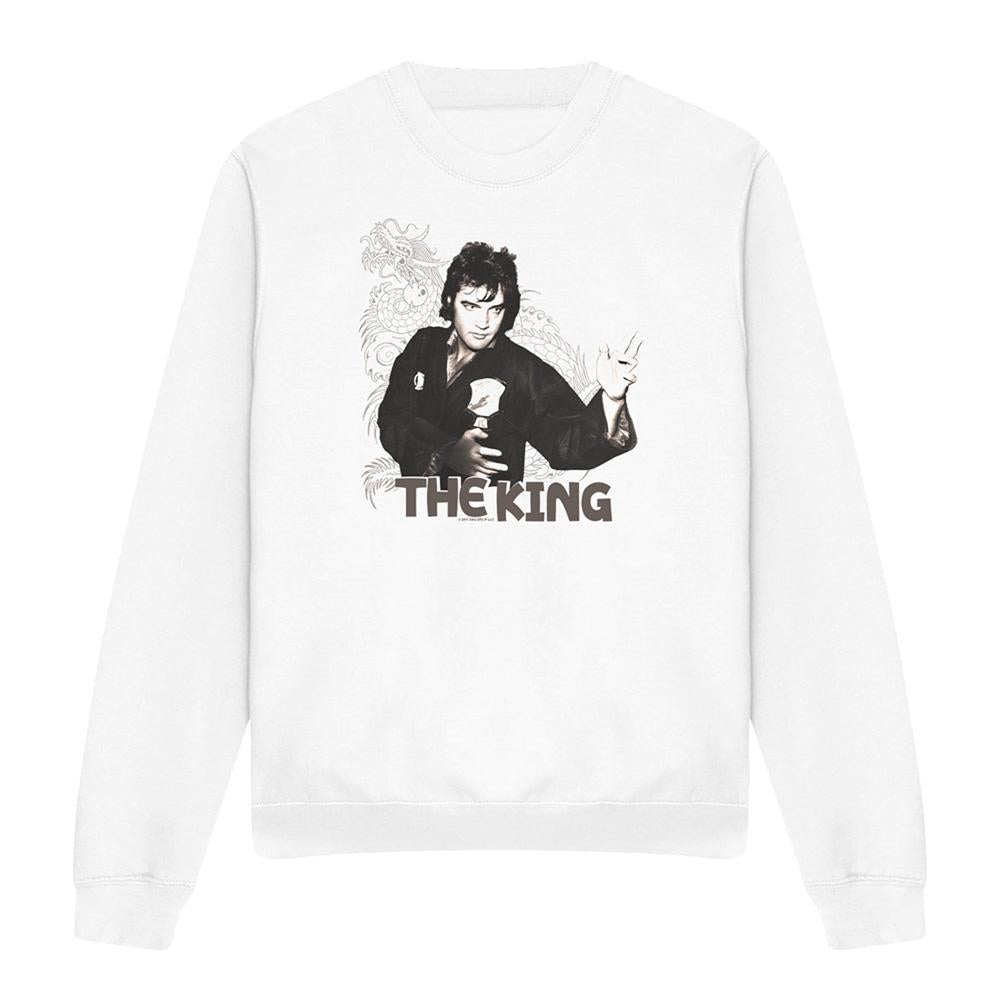 White - Front - Elvis Presley Unisex Adult Fighting King Sweatshirt