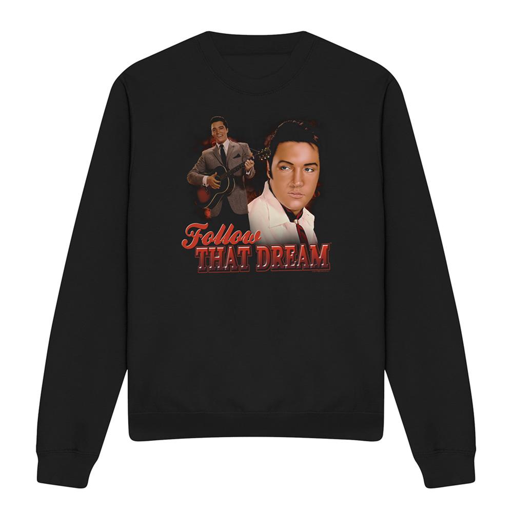 Black - Front - Elvis Presley Unisex Adult Follow That Dream Sweatshirt