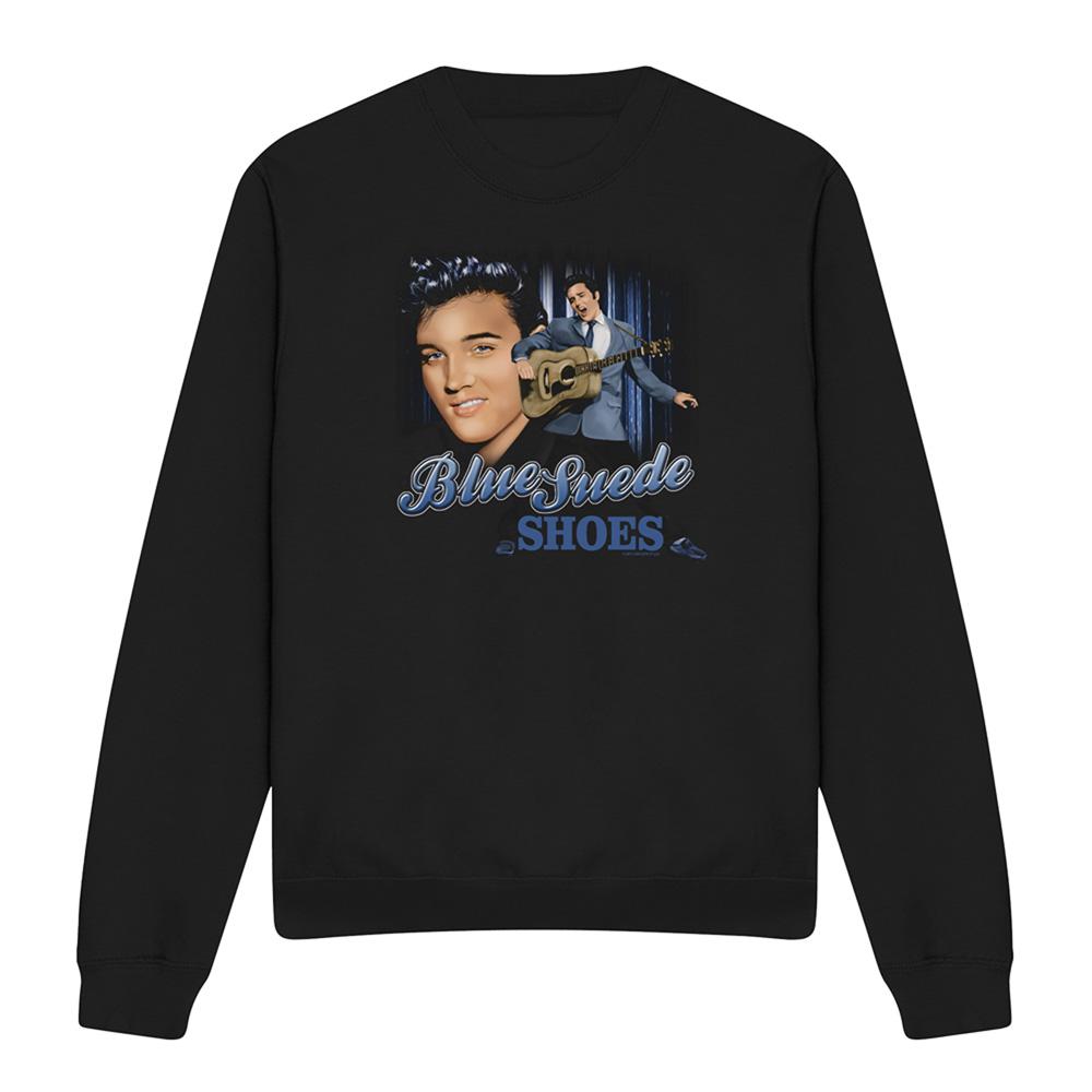 Black - Front - Elvis Presley Unisex Adult Blue Suede Shoes Sweatshirt