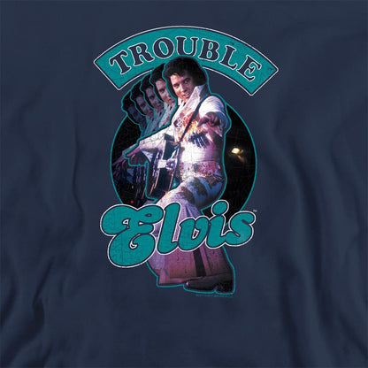 Navy - Side - Elvis Presley Unisex Adult Total Trouble Sweatshirt