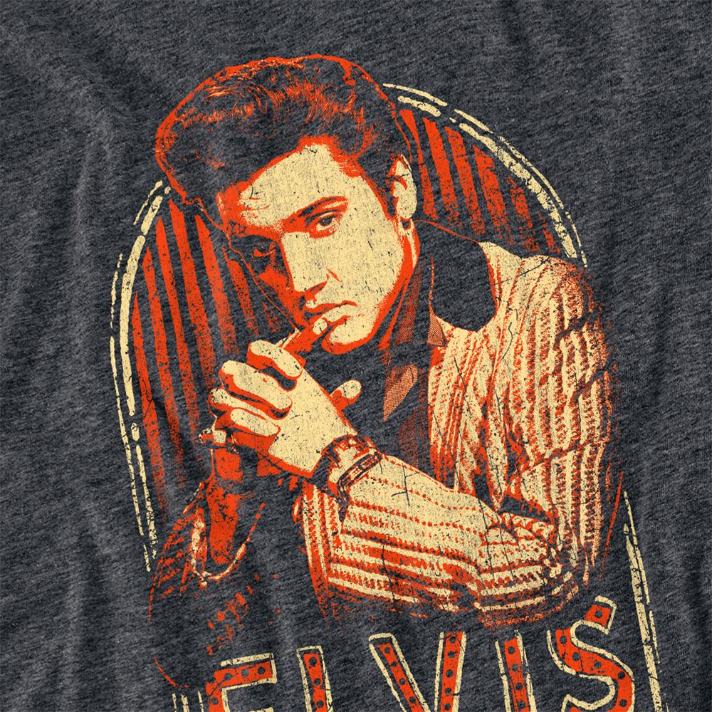 Charcoal - Side - Elvis Presley Unisex Adult Stripes T-Shirt