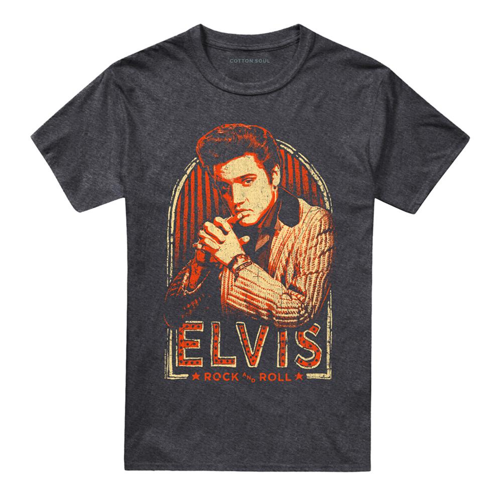Charcoal - Front - Elvis Presley Unisex Adult Stripes T-Shirt