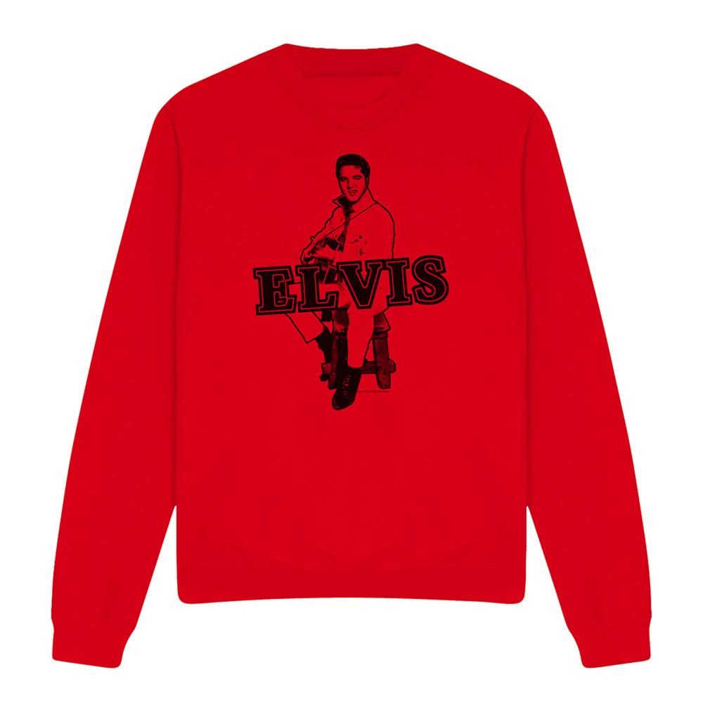 Red - Front - Elvis Presley Unisex Adult Jamming Sweatshirt
