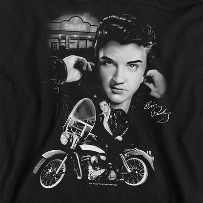 Black - Side - Elvis Presley Unisex Adult The King Rides Again Sweatshirt