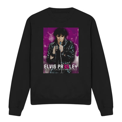 Black - Front - Elvis Presley Unisex Adult 35 Leather Sweatshirt