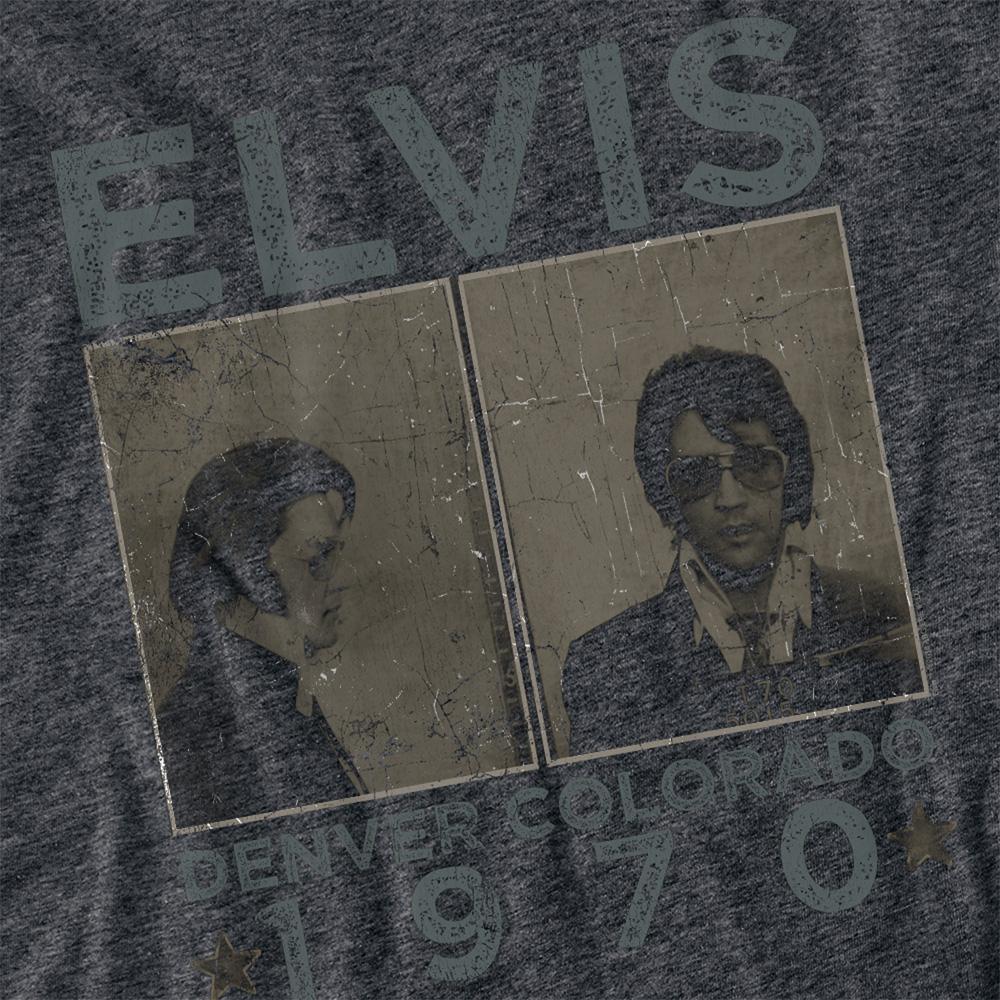 Charcoal - Side - Elvis Presley Unisex Adult Denver Mugshot T-Shirt