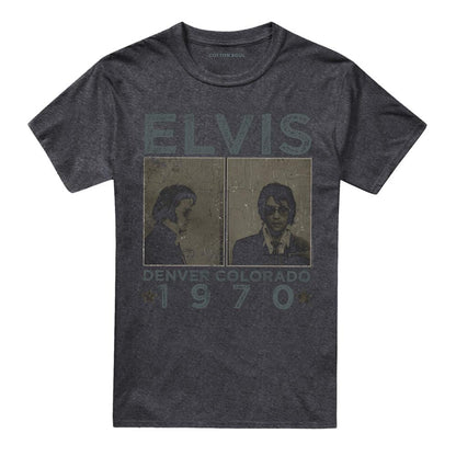 Charcoal - Front - Elvis Presley Unisex Adult Denver Mugshot T-Shirt