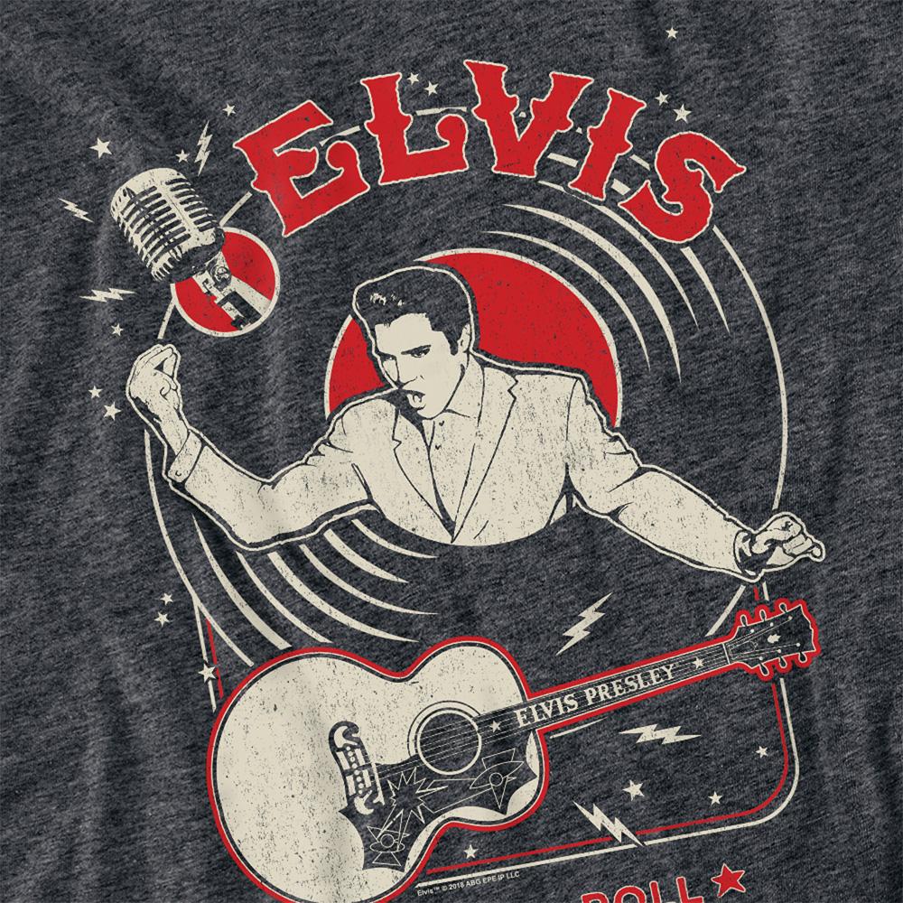 Charcoal - Side - Elvis Presley Unisex Adult Rock And Roll Vinyl Record T-Shirt