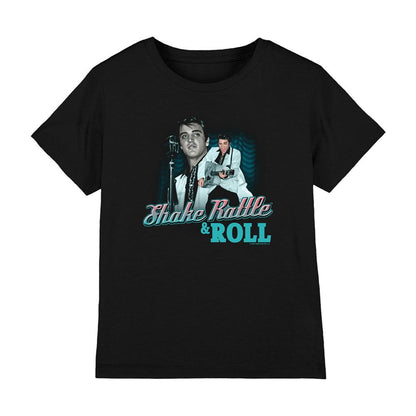 Black - Front - Elvis Childrens-Kids Shake Rattle Roll T-Shirt
