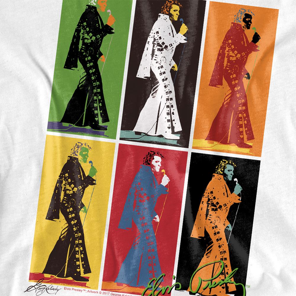 White - Side - Elvis Childrens-Kids Retro Boxes T-Shirt