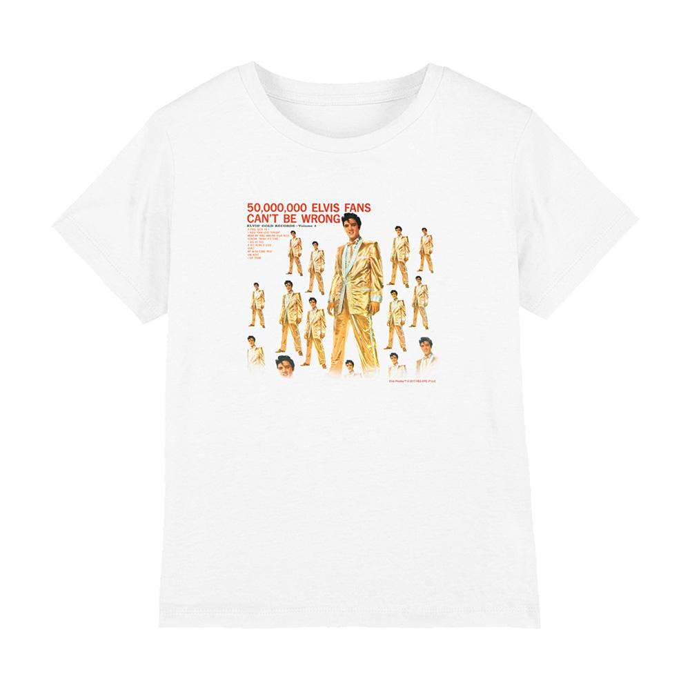 White - Front - Elvis Childrens-Kids 50 Million Fans T-Shirt
