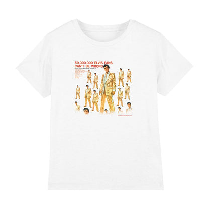 White - Front - Elvis Childrens-Kids 50 Million Fans T-Shirt