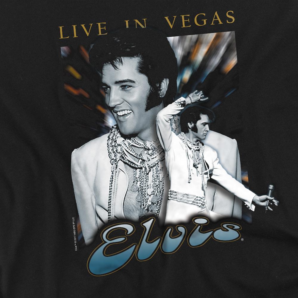 Black - Side - Elvis Presley Unisex Adult Live In Vegas T-Shirt