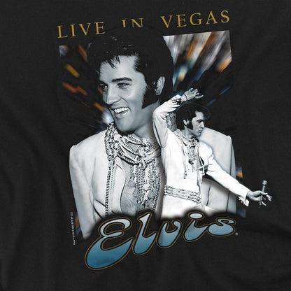 Black - Side - Elvis Presley Unisex Adult Live In Vegas T-Shirt
