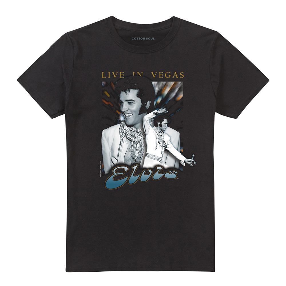 Black - Front - Elvis Presley Unisex Adult Live In Vegas T-Shirt