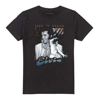 Black - Front - Elvis Presley Unisex Adult Live In Vegas T-Shirt
