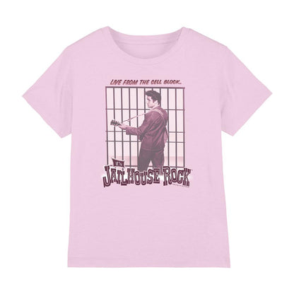 Pink - Front - Elvis Presley Childrens-Kids Cell Block Rock T-Shirt
