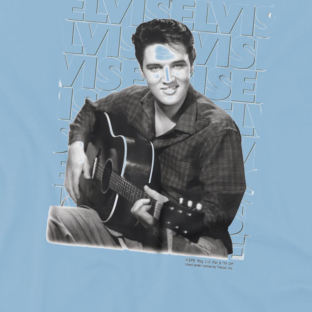Light Blue - Side - Elvis Presley Childrens-Kids Repeat Print T-Shirt