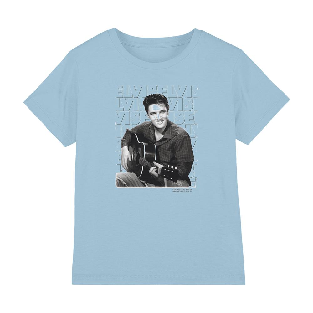 Light Blue - Front - Elvis Presley Childrens-Kids Repeat Print T-Shirt