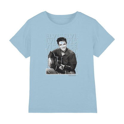 Light Blue - Front - Elvis Presley Childrens-Kids Repeat Print T-Shirt