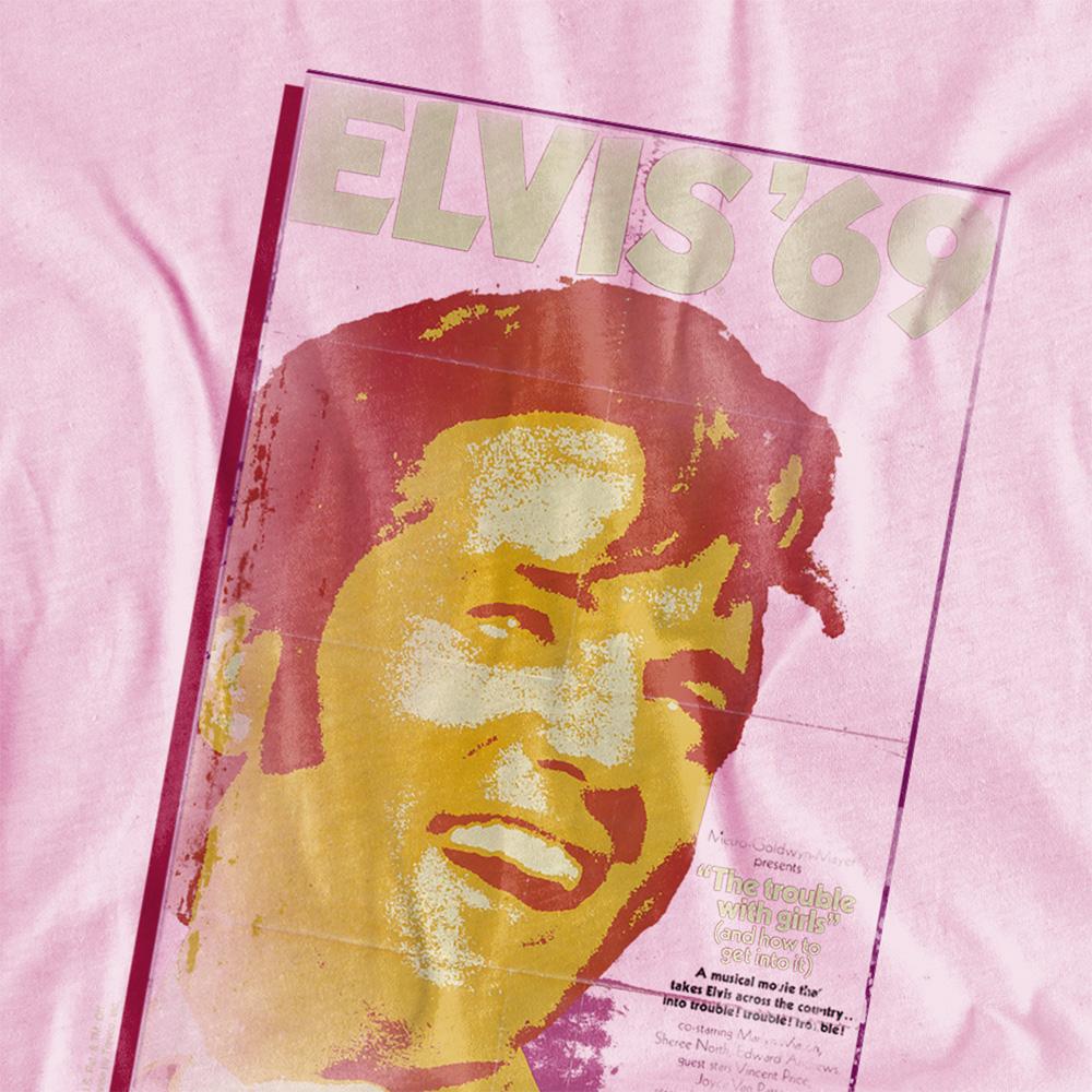 Pink - Side - Elvis Presley Childrens-Kids Trouble With Girls T-Shirt