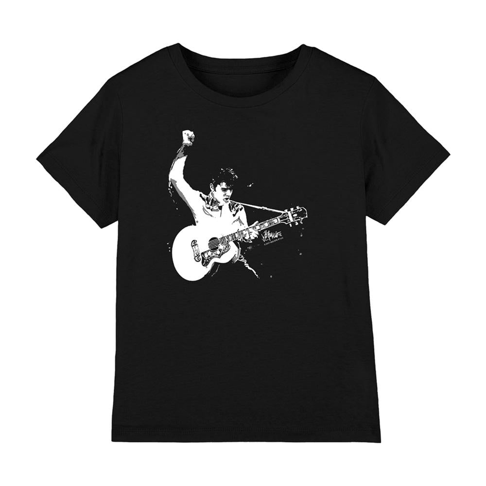 Black - Front - Elvis Presley Childrens-Kids Guitarman Black and White T-Shirt