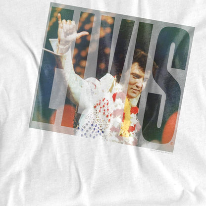 White - Side - Elvis Presley Unisex Adult Aloha Knockout Long-Sleeved T-Shirt