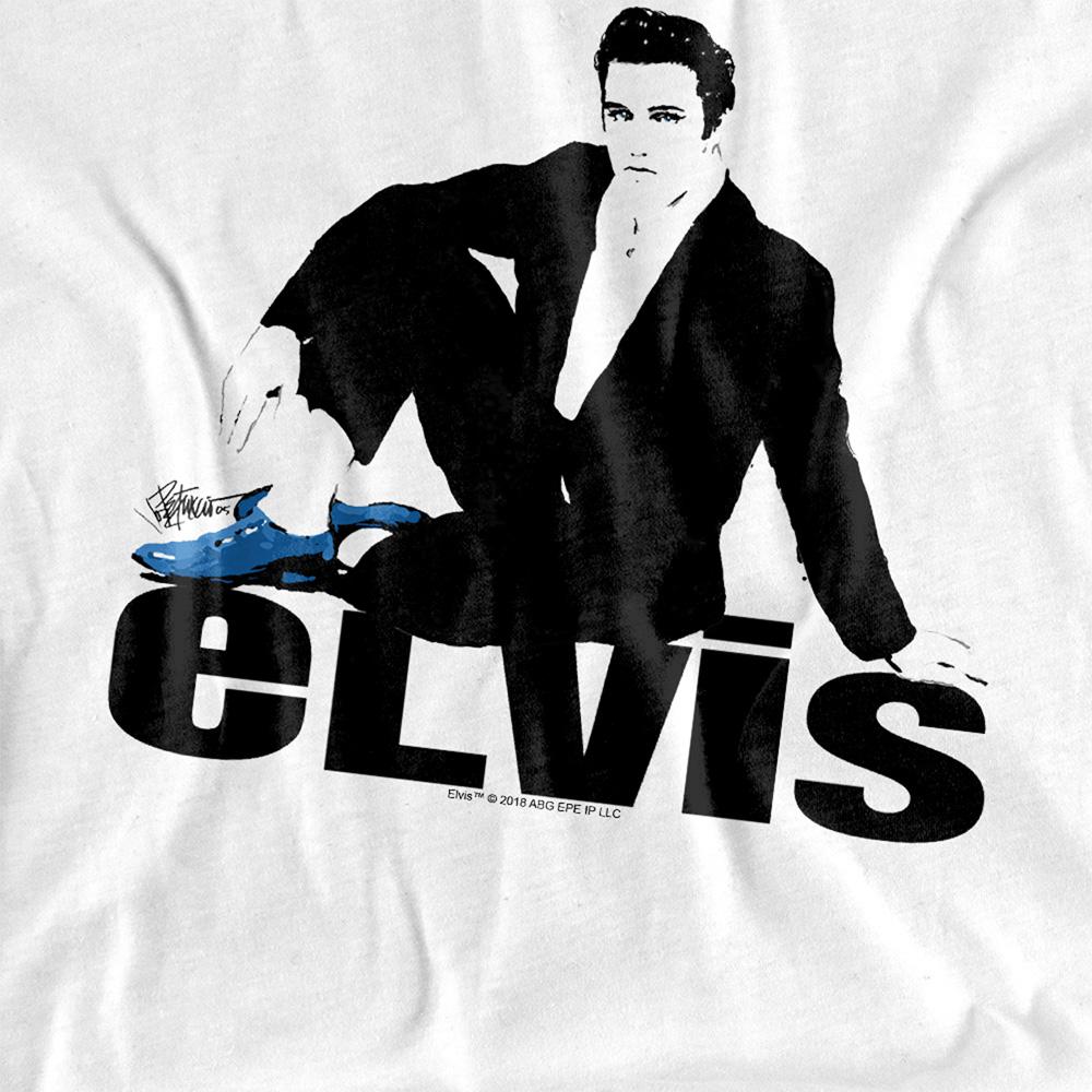 White - Side - Elvis Presley Childrens-Kids Blue Suede T-Shirt