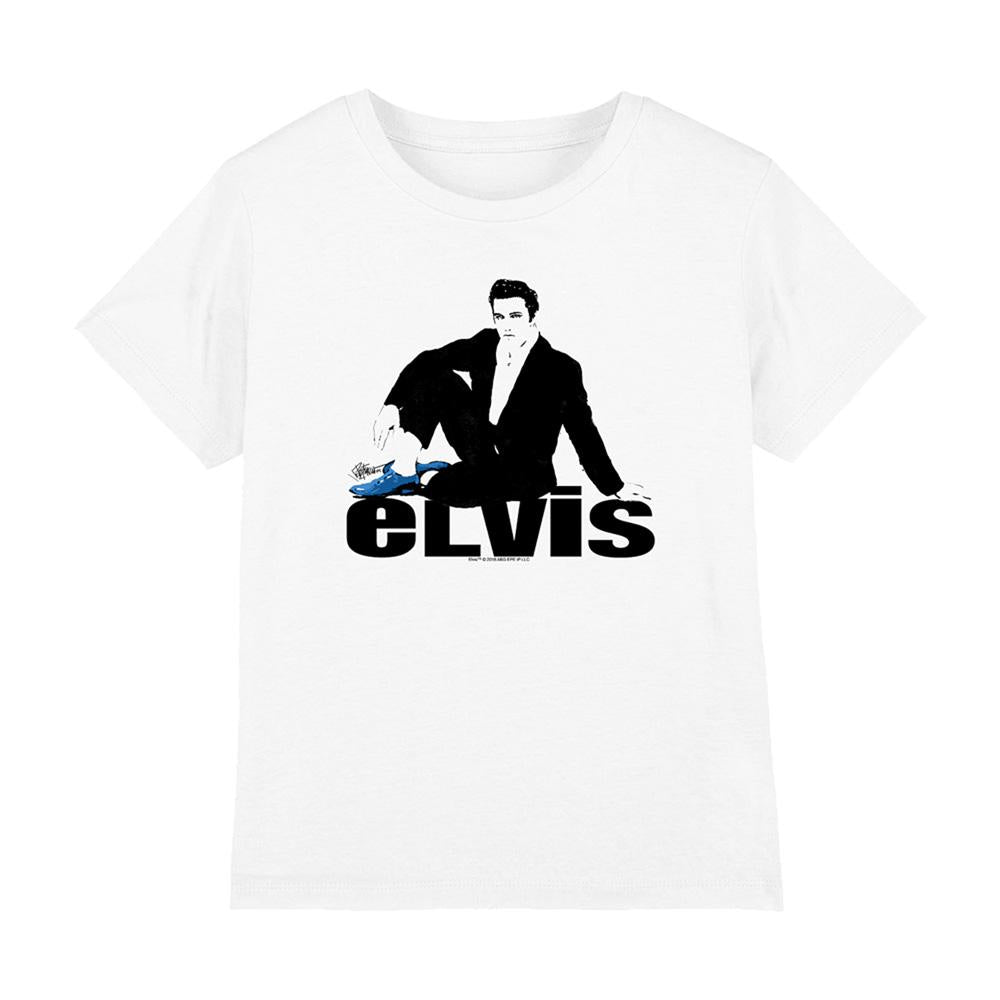 White - Front - Elvis Presley Childrens-Kids Blue Suede T-Shirt