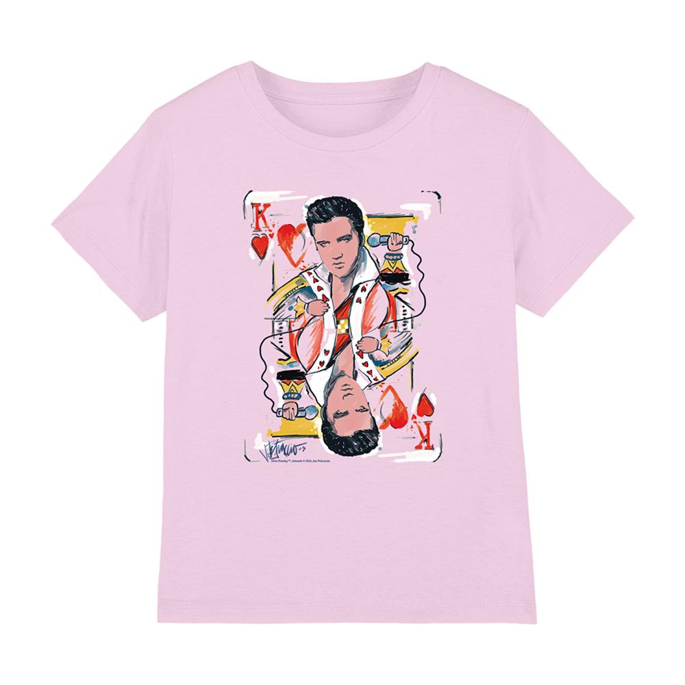 Pink - Front - Elvis Presley Childrens-Kids King Of Hearts T-Shirt